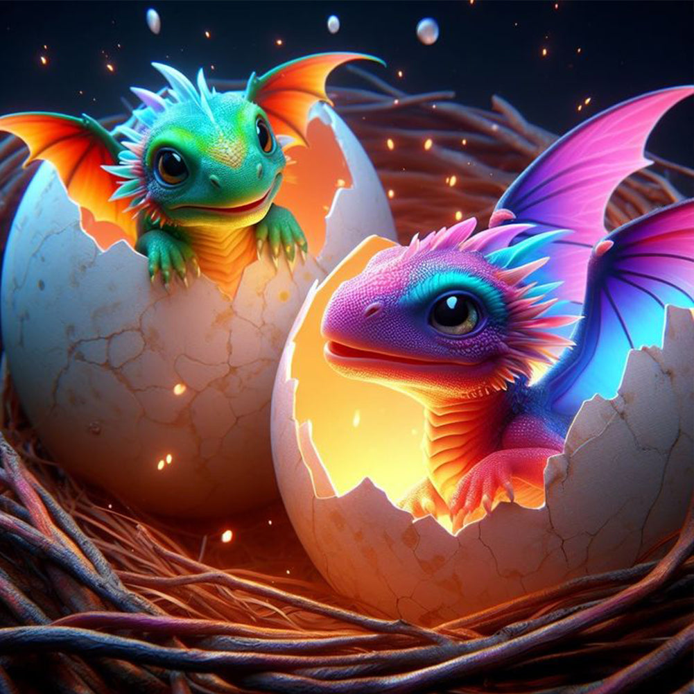Egg Dragon - Full Round Drill Diamond Painting 40*40CM
