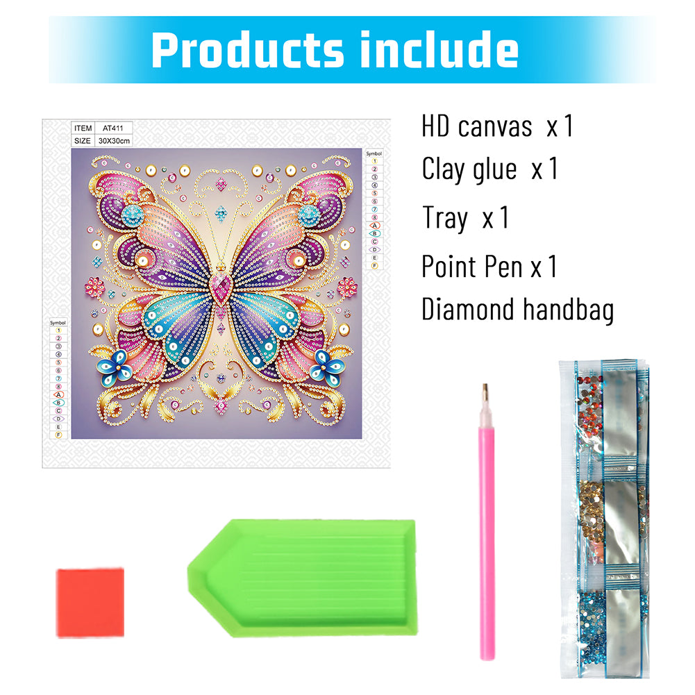 Butterfly - Special Shaped Drill Diamond Painting 30*30CM