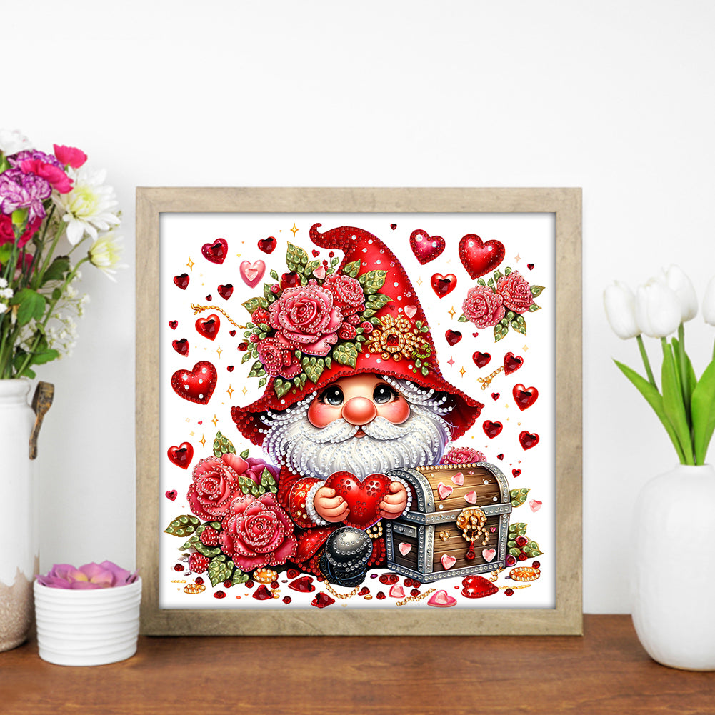 Red Rose Gnome - Special Shaped Drill Diamond Painting 30*30CM