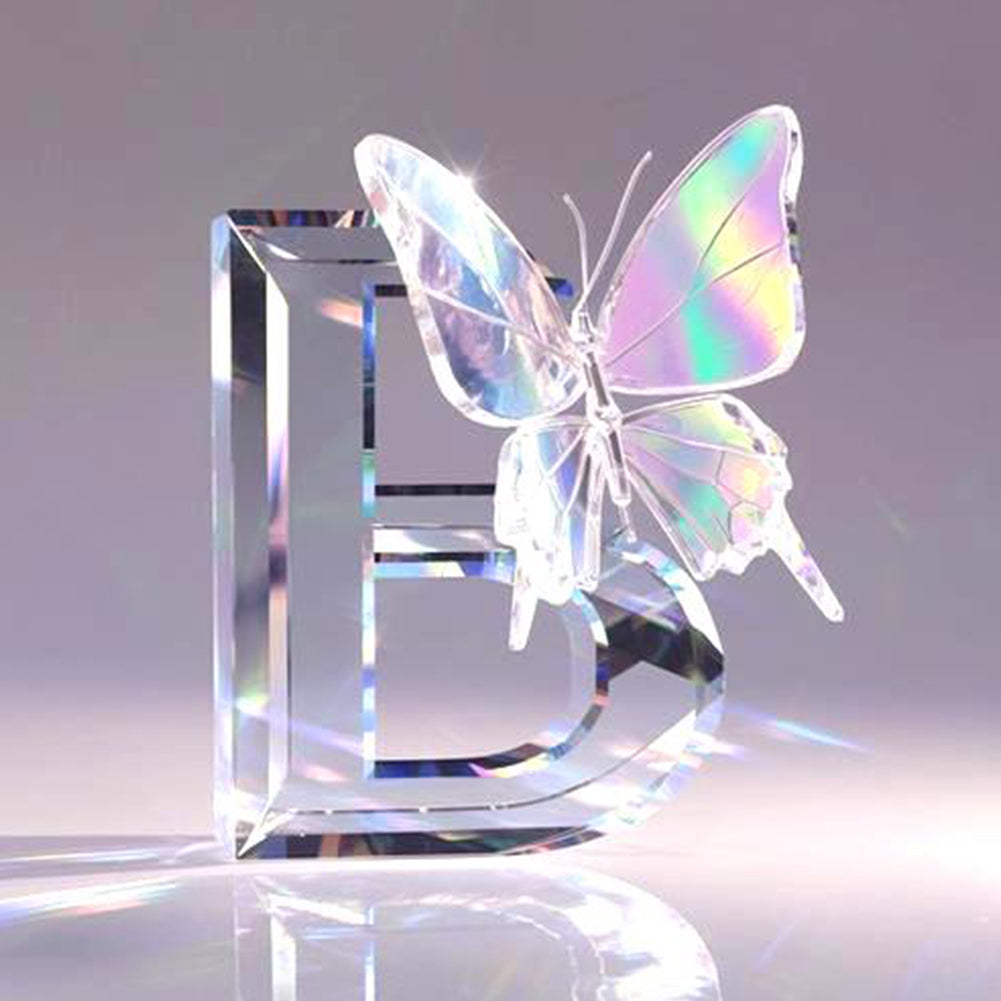 Crystal Butterfly Letter B - Full Round Drill Diamond Painting 30*30CM