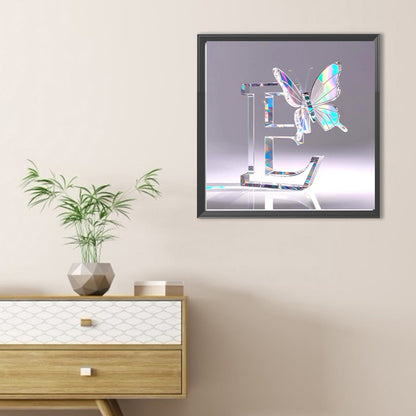 Crystal Butterfly Letter E - Full Round Drill Diamond Painting 30*30CM