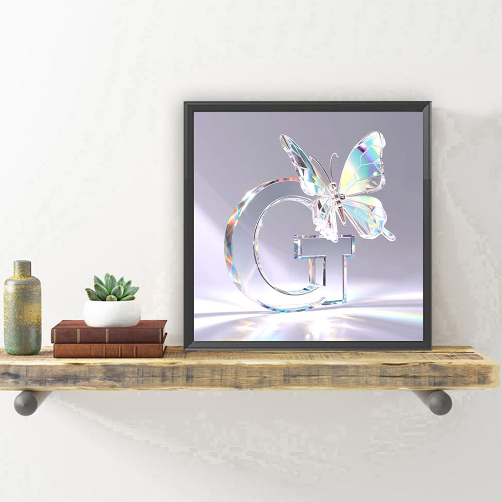 Crystal Butterfly Letter G - Full Round Drill Diamond Painting 30*30CM