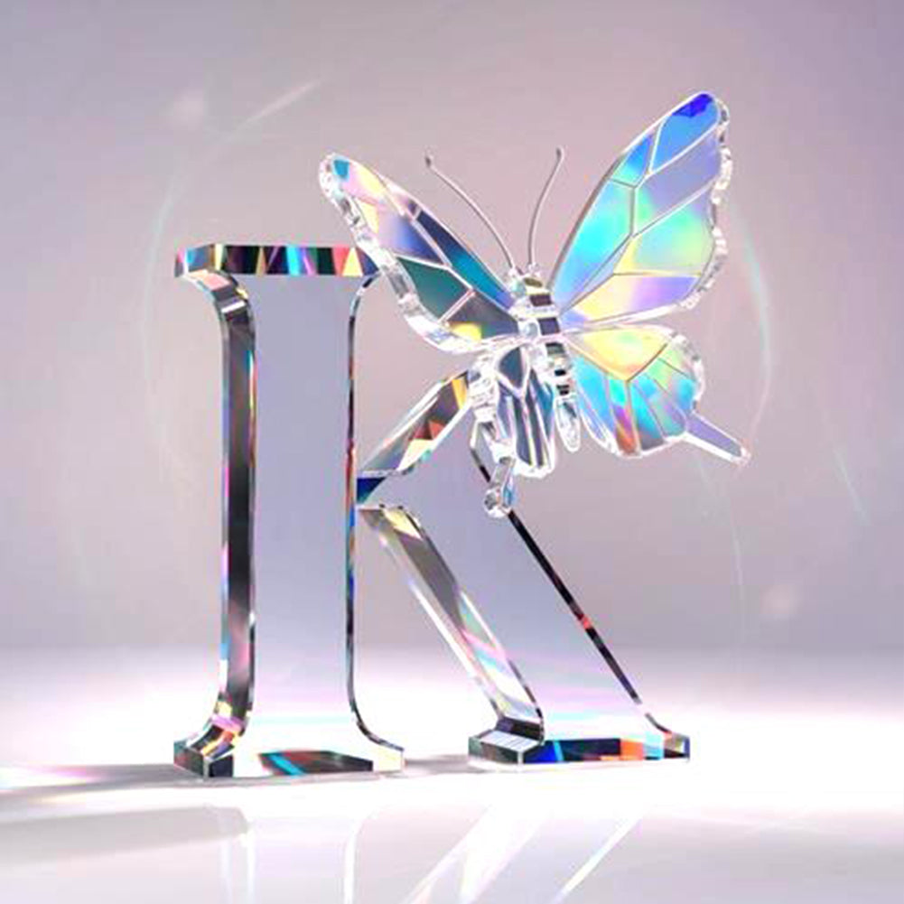 Crystal Butterfly Letter K - Full Round Drill Diamond Painting 30*30CM
