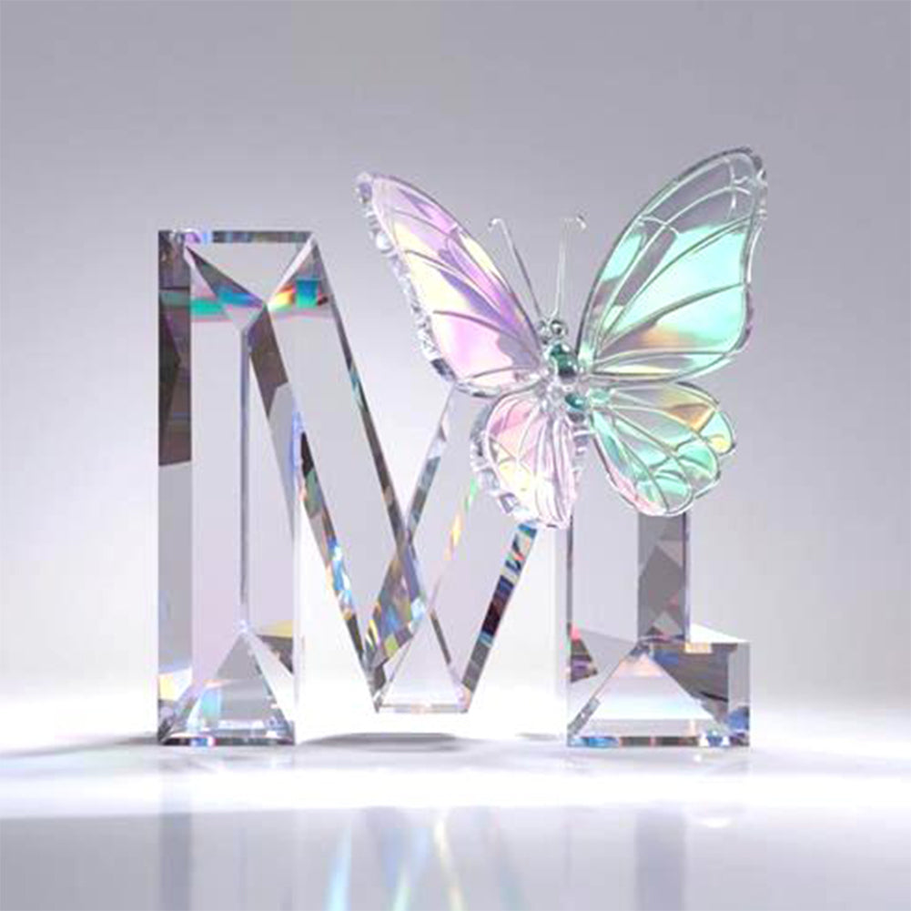 Crystal Butterfly Letter M - Full Round Drill Diamond Painting 30*30CM