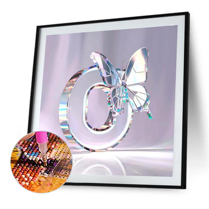 Crystal Butterfly Letter O - Full Round Drill Diamond Painting 30*30CM