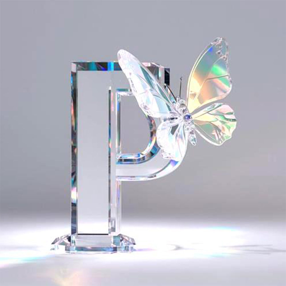 Crystal Butterfly Letter P - Full Round Drill Diamond Painting 30*30CM