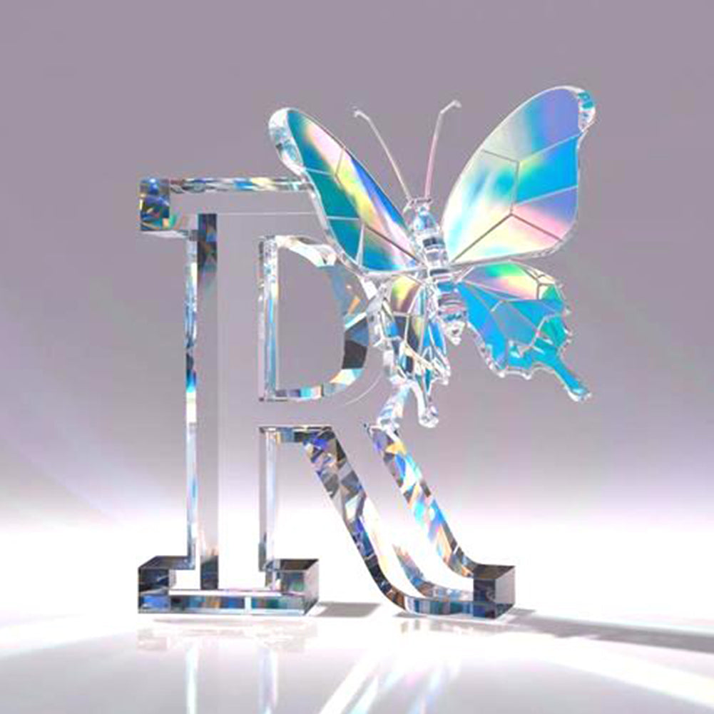 Crystal Butterfly Letter R - Full Round Drill Diamond Painting 30*30CM