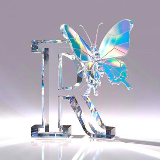 Crystal Butterfly Letter R - Full Round Drill Diamond Painting 30*30CM