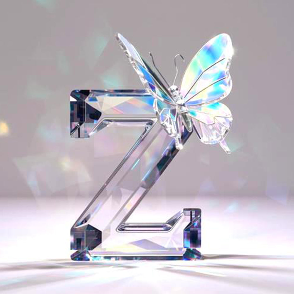 Crystal Butterfly Letter Z - Full Round Drill Diamond Painting 30*30CM