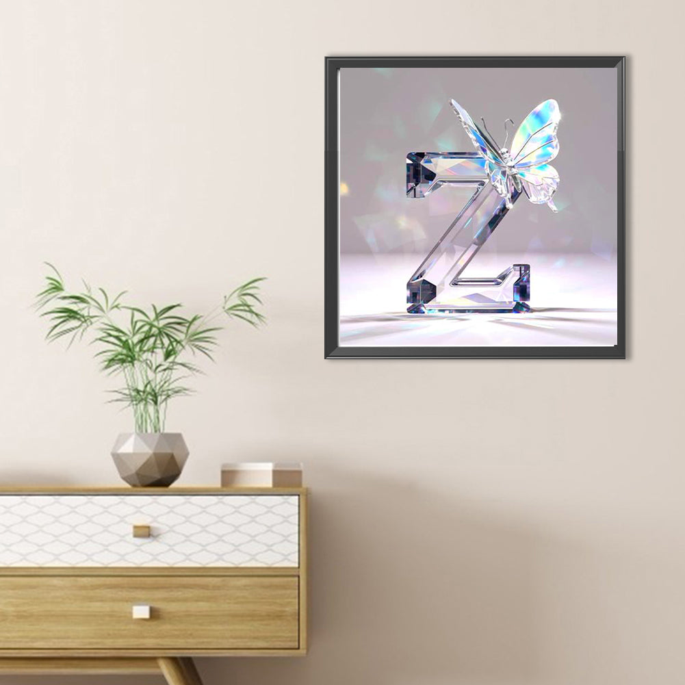 Crystal Butterfly Letter Z - Full Round Drill Diamond Painting 30*30CM