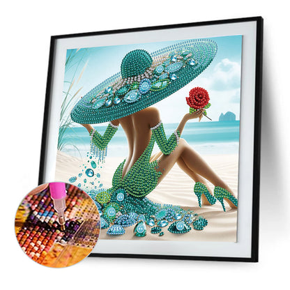 Woman With A Beautiful Skirt - Special Shaped Drill Diamond Painting 30*30CM