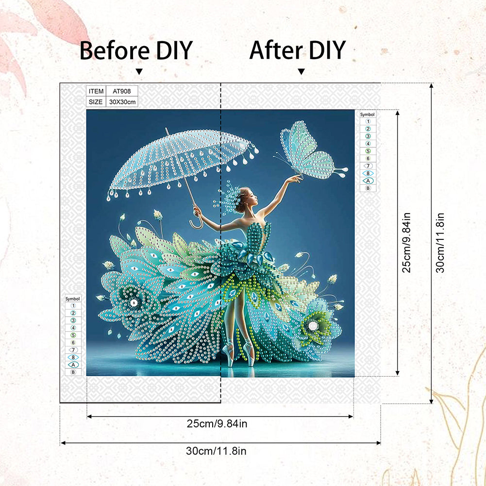 Woman With A Beautiful Skirt - Special Shaped Drill Diamond Painting 30*30CM