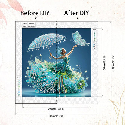 Woman With A Beautiful Skirt - Special Shaped Drill Diamond Painting 30*30CM