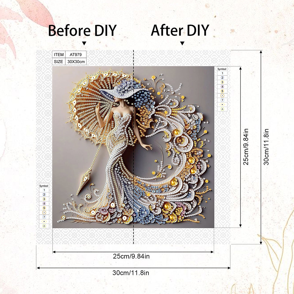 Woman With A Beautiful Skirt - Special Shaped Drill Diamond Painting 30*30CM