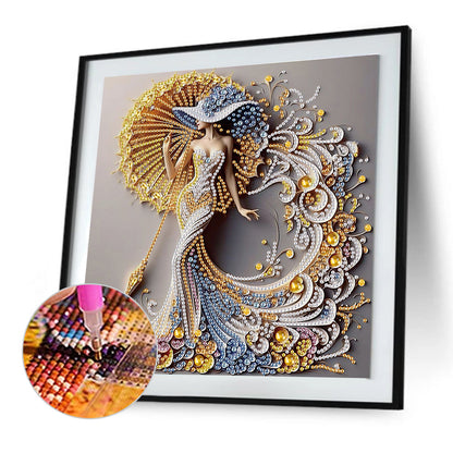 Woman With A Beautiful Skirt - Special Shaped Drill Diamond Painting 30*30CM