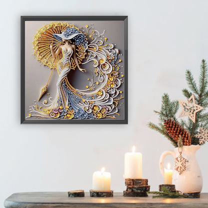 Woman With A Beautiful Skirt - Special Shaped Drill Diamond Painting 30*30CM
