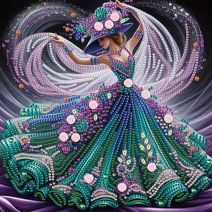 Woman With A Beautiful Skirt - Special Shaped Drill Diamond Painting 30*30CM