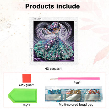 Woman With A Beautiful Skirt - Special Shaped Drill Diamond Painting 30*30CM