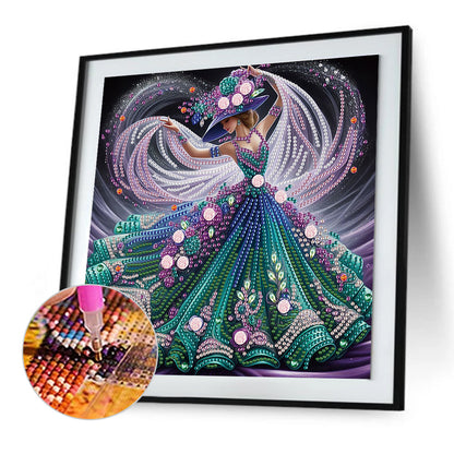Woman With A Beautiful Skirt - Special Shaped Drill Diamond Painting 30*30CM