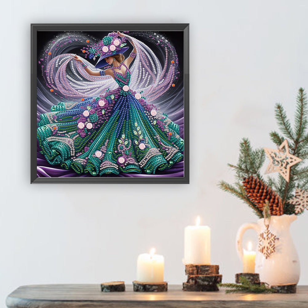 Woman With A Beautiful Skirt - Special Shaped Drill Diamond Painting 30*30CM