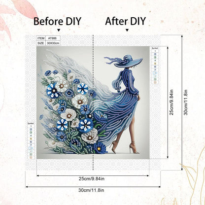 Woman With A Beautiful Skirt - Special Shaped Drill Diamond Painting 30*30CM