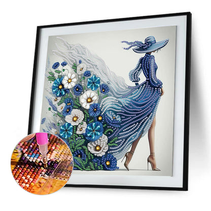 Woman With A Beautiful Skirt - Special Shaped Drill Diamond Painting 30*30CM