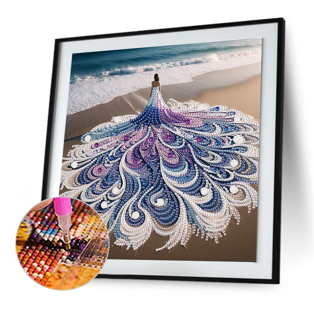 Woman With A Beautiful Skirt - Special Shaped Drill Diamond Painting 30*30CM