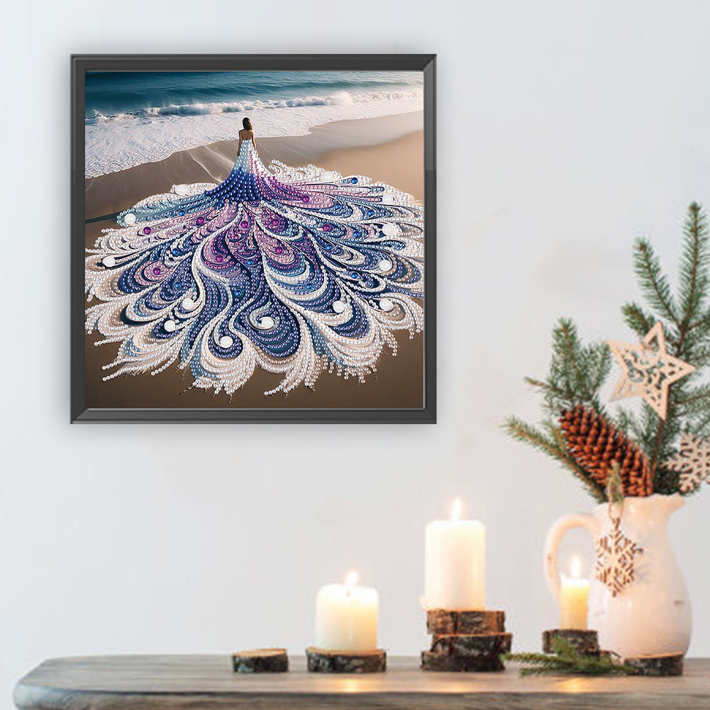 Woman With A Beautiful Skirt - Special Shaped Drill Diamond Painting 30*30CM