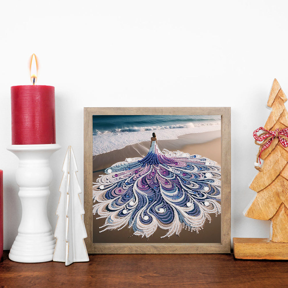 Woman With A Beautiful Skirt - Special Shaped Drill Diamond Painting 30*30CM