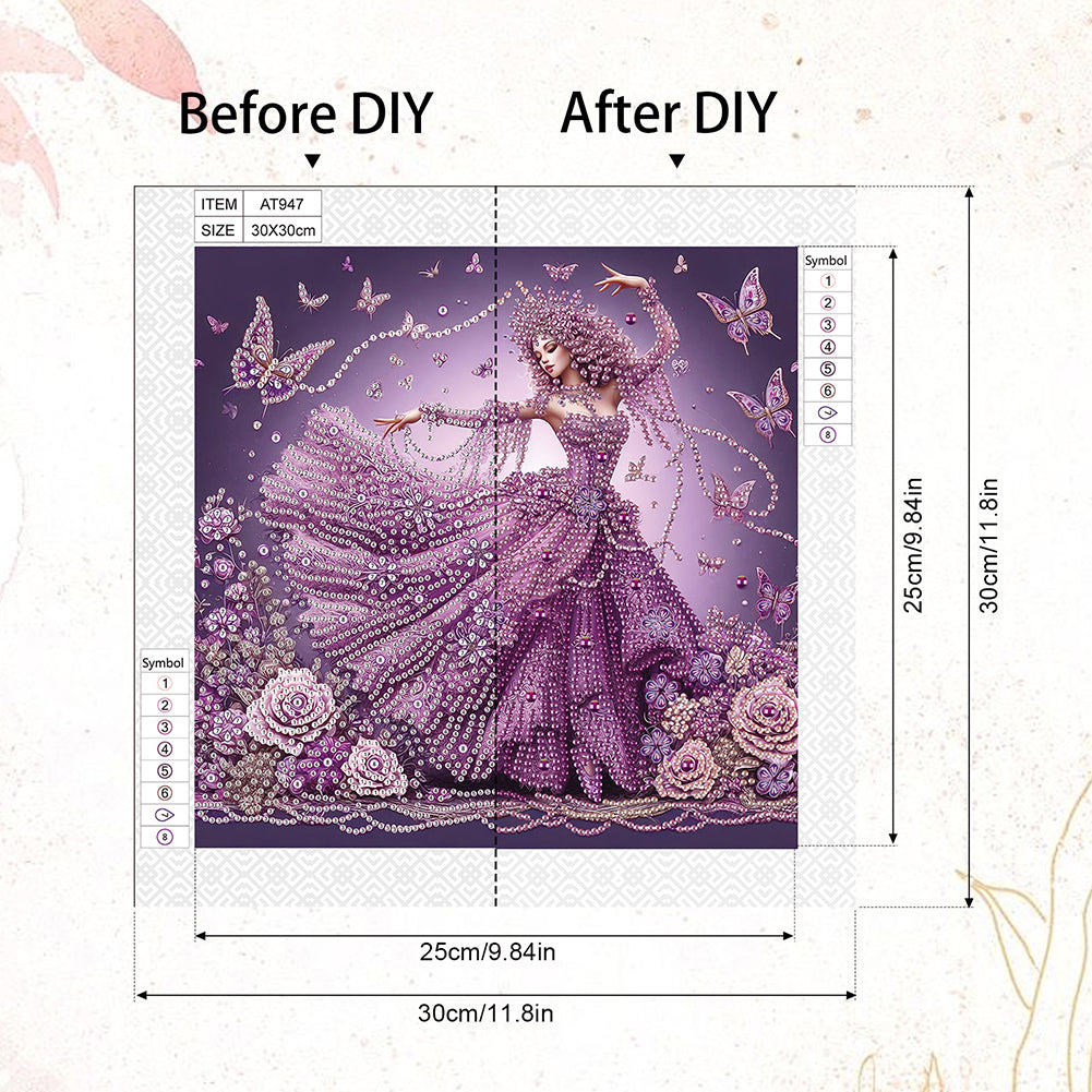Woman With A Beautiful Skirt - Special Shaped Drill Diamond Painting 30*30CM