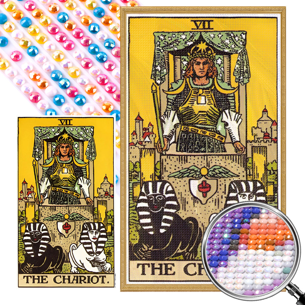 Classic Waiter Tarot Chariot - Full AB Round Drill Diamond Painting 40*70CM