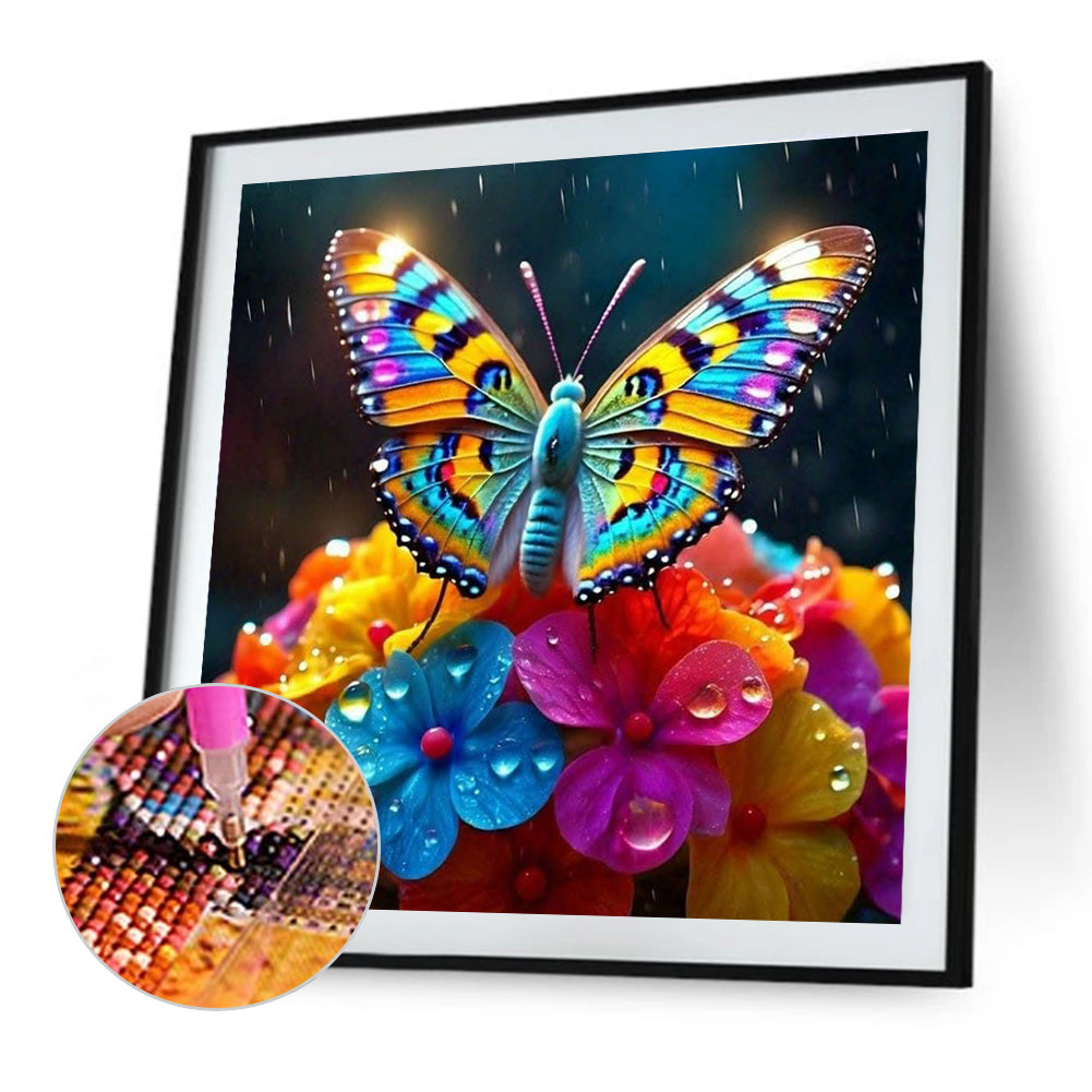 Hydrangea Butterfly - Full Round Drill Diamond Painting 40*40CM