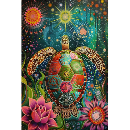 Flower Turtle - Full Round Drill Diamond Painting 40*60CM