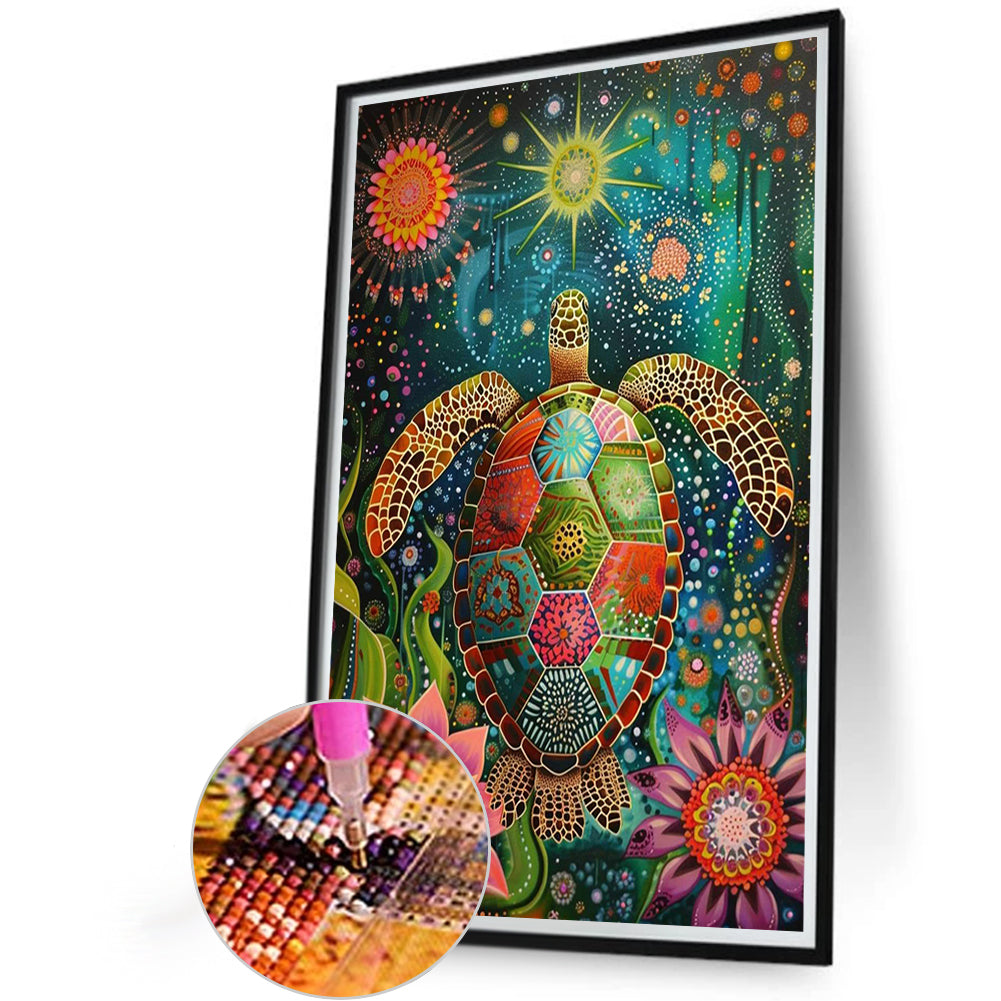 Flower Turtle - Full Round Drill Diamond Painting 40*60CM