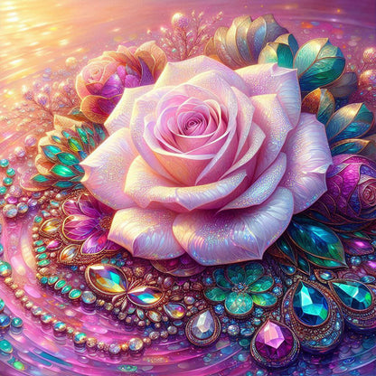 Pink Rose - Full Round Drill Diamond Painting 40*40CM