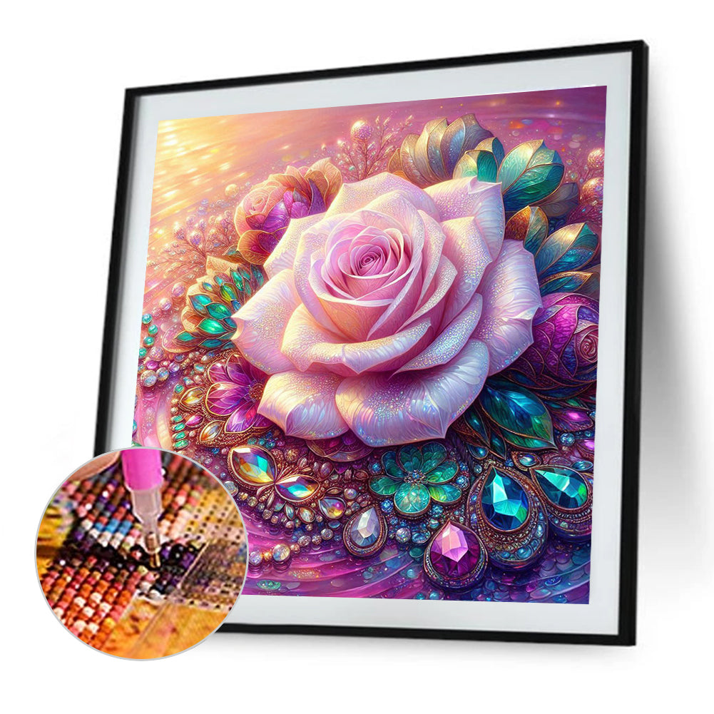 Pink Rose - Full Round Drill Diamond Painting 40*40CM