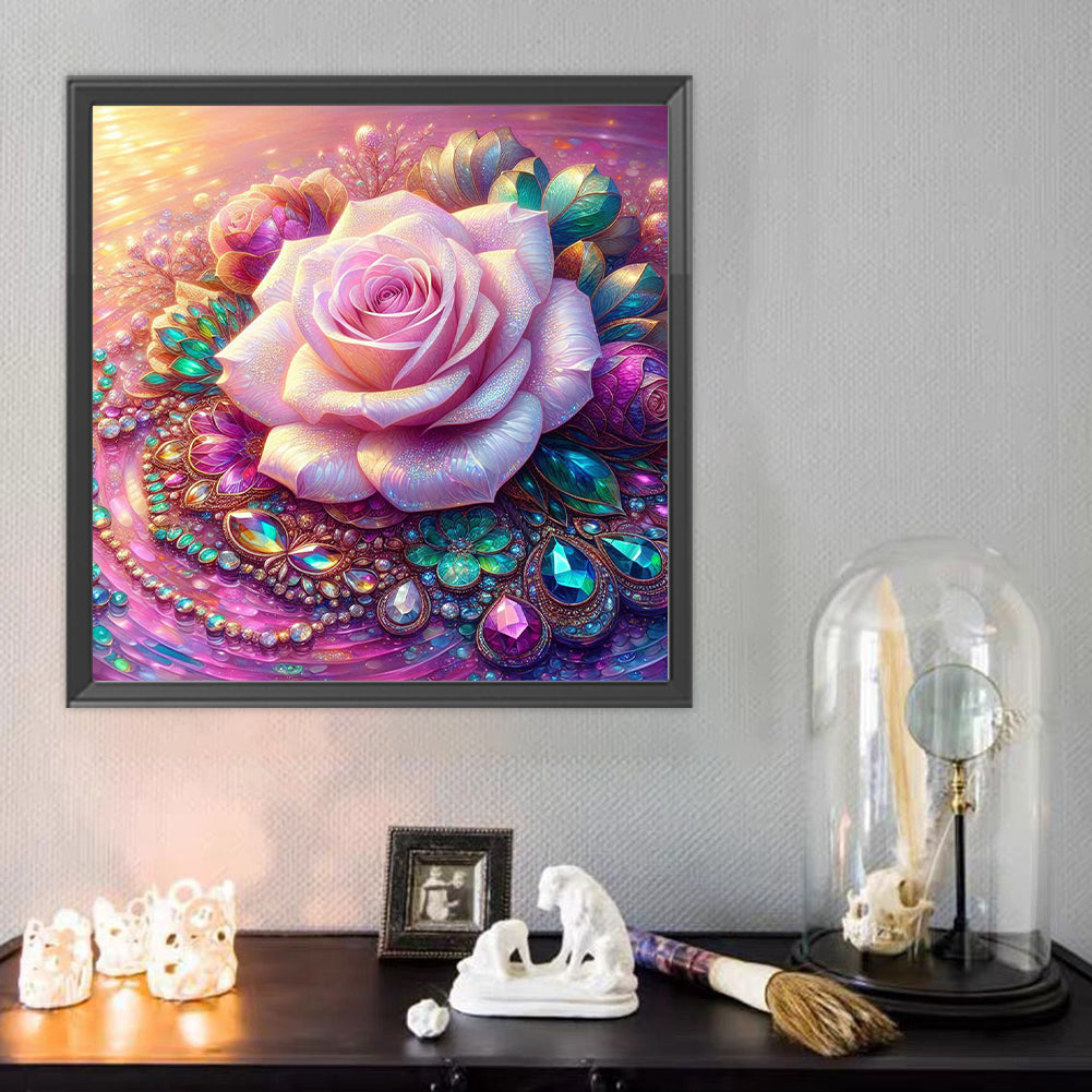 Pink Rose - Full Round Drill Diamond Painting 40*40CM