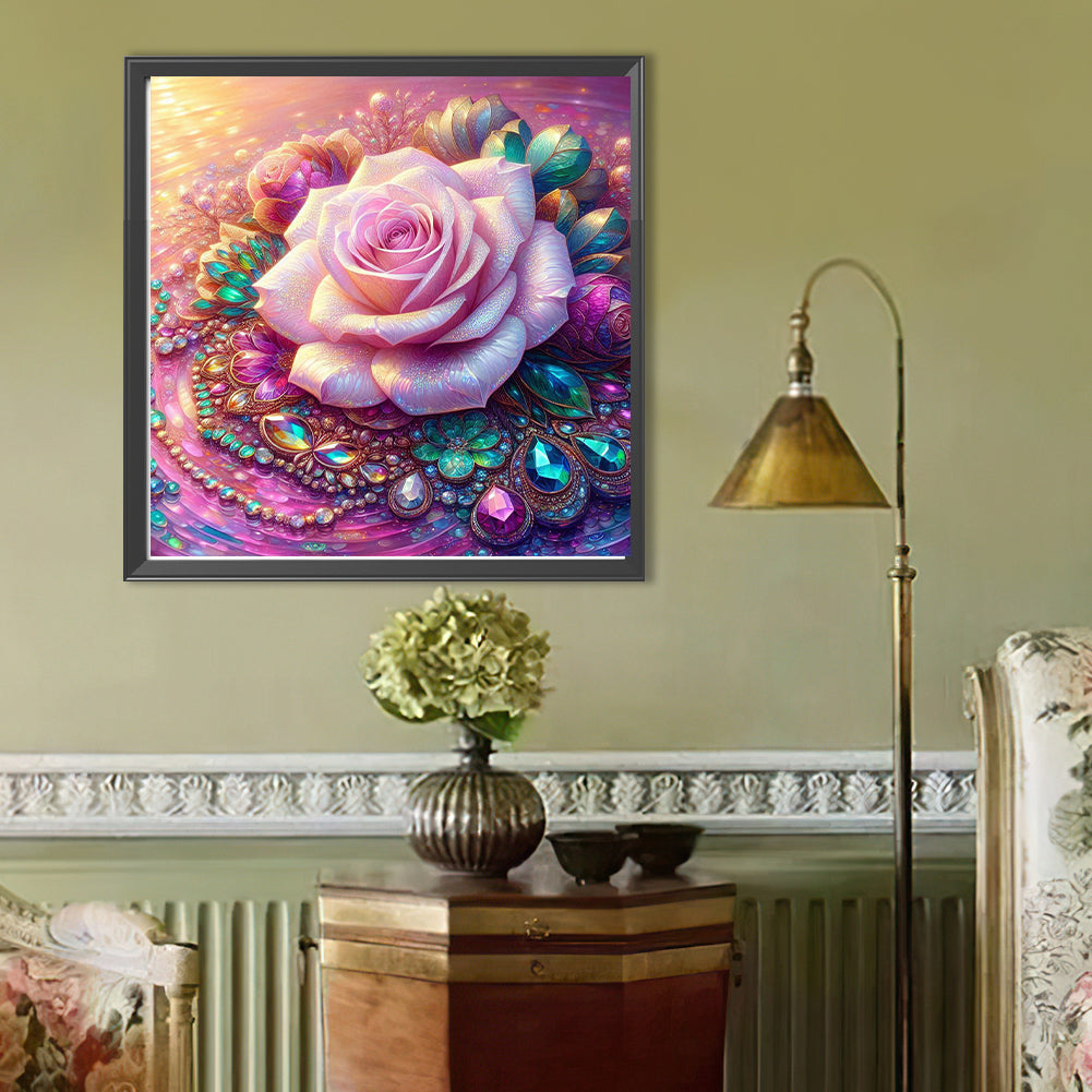 Pink Rose - Full Round Drill Diamond Painting 40*40CM