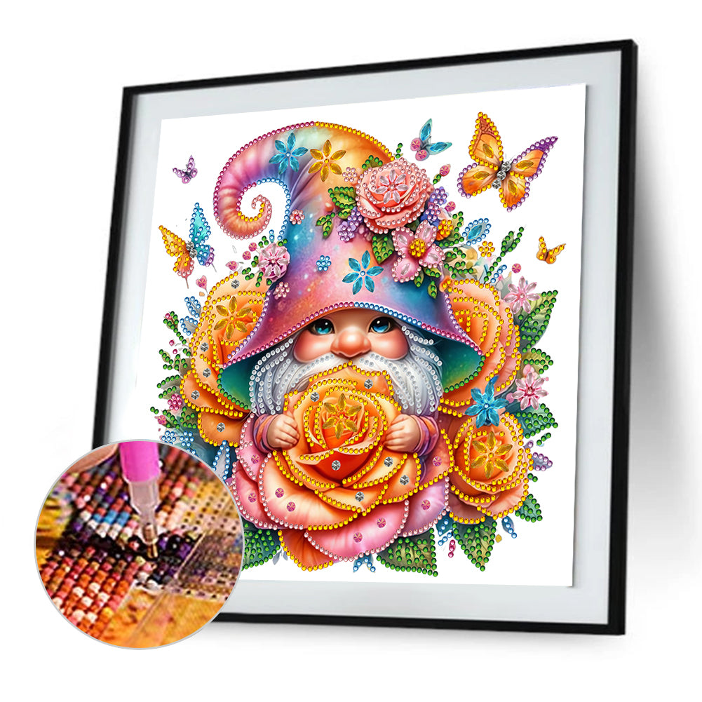 Gnome Flower - Special Shaped Drill Diamond Painting 30*30CM