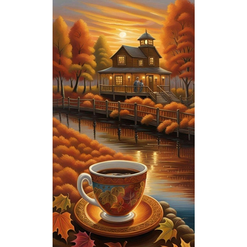 Autumn Coffee Leisure Time - Full Square Drill Diamond Painting 40*70CM