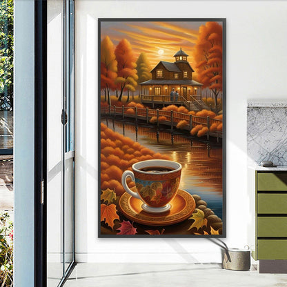 Autumn Coffee Leisure Time - Full Square Drill Diamond Painting 40*70CM