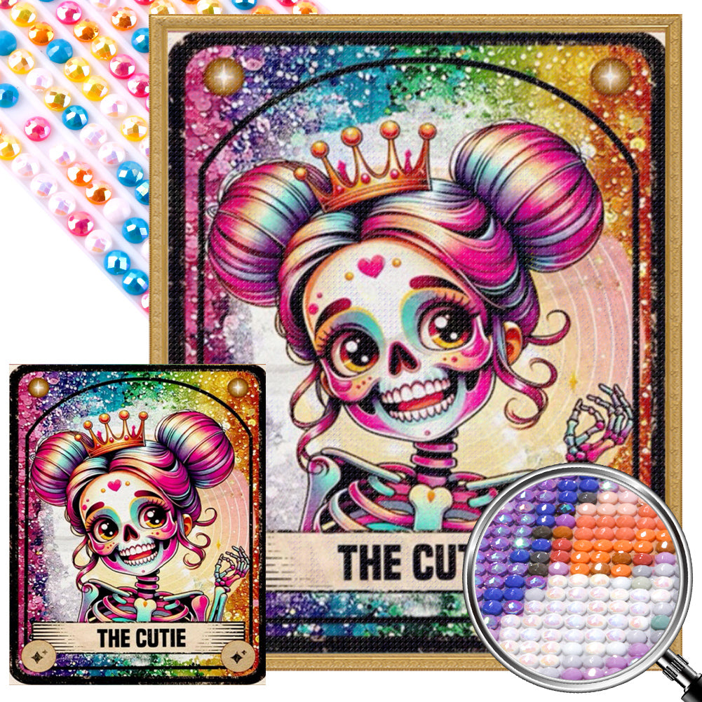 Cute Skull Girl - Full AB Round Drill Diamond Painting 40*50CM