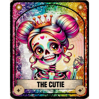 Cute Skull Girl - Full AB Round Drill Diamond Painting 40*50CM