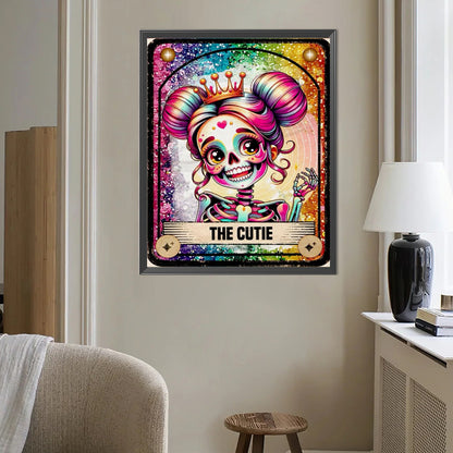 Cute Skull Girl - Full AB Round Drill Diamond Painting 40*50CM