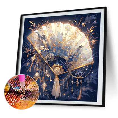 Ancient Style Folding Fan - Full AB Round Drill Diamond Painting 40*40CM