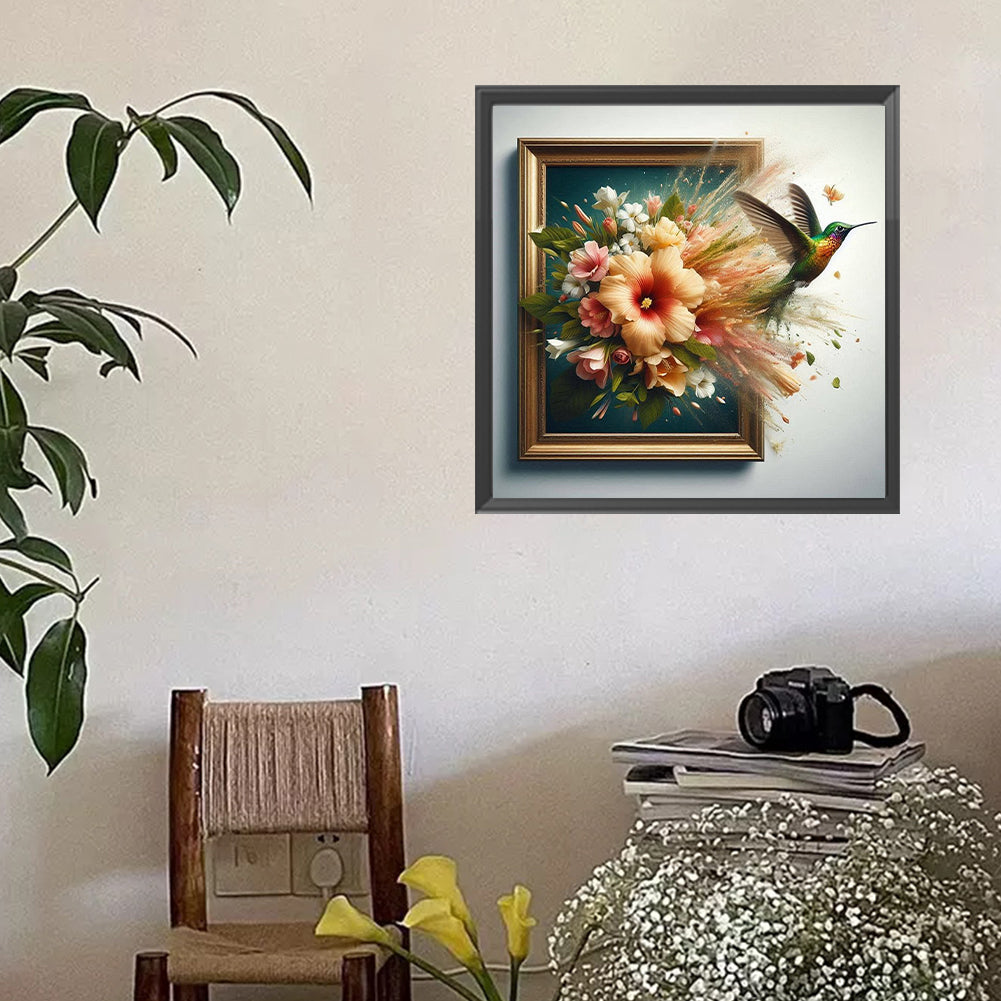 Hummingbird Escapes The Frame - Full Square Drill Diamond Painting 40*40CM