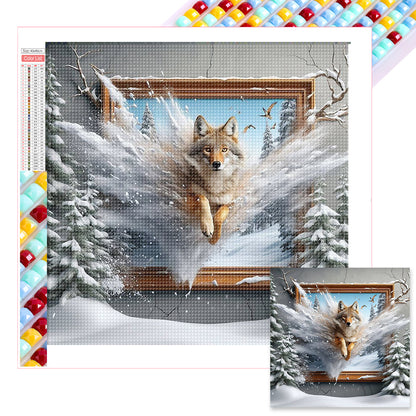 Wolf Escapes The Frame - Full Square Drill Diamond Painting 40*40CM