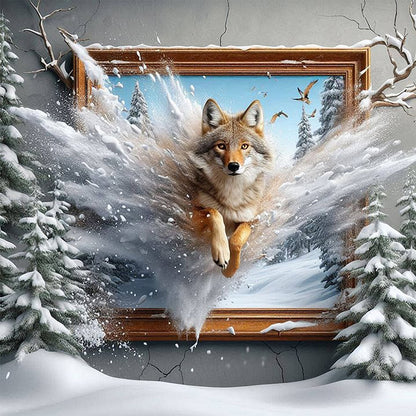 Wolf Escapes The Frame - Full Square Drill Diamond Painting 40*40CM