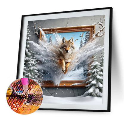 Wolf Escapes The Frame - Full Square Drill Diamond Painting 40*40CM