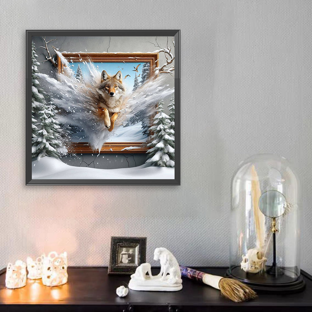 Wolf Escapes The Frame - Full Square Drill Diamond Painting 40*40CM